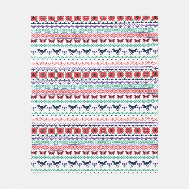 Mexikanisches Muster Frida Kahlos | Fleecedecke (Vorderseite)