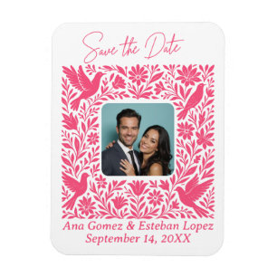 Mexikanisches Otomí-Floral-Border-Save the Date-Fo Magnet