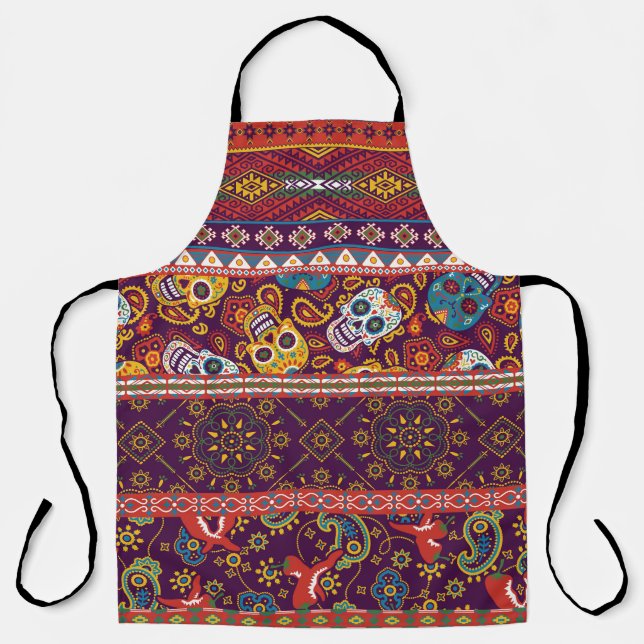 Mexikanisches Patchwork: traditionelles Vintage-De Schürze (Vorderseite)