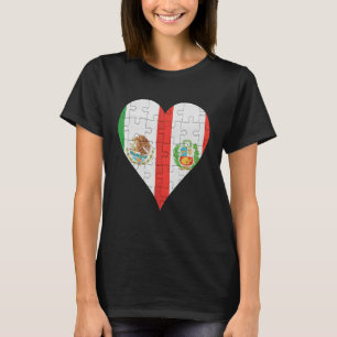 Mexikanisches peruanisches Flaggenherz T-Shirt