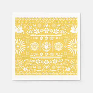 Mexikanisches Picado Gelb Weiß Papier Hochzeit Ehe Serviette