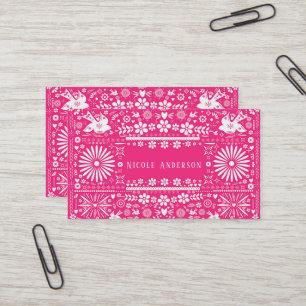 Mexikanisches Picado Hot Pink Cut Papier Papel Visitenkarte