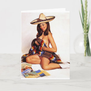 Mexikanisches Pin Up Mädchen Karte