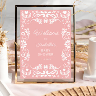 Mexikanisches Pink Baby Dusche Empfang Poster