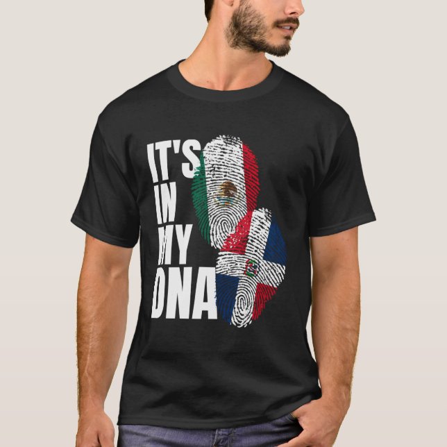 mexikanisches plus dominikanisches DNA-Flaggengebi T-Shirt (Vorderseite)