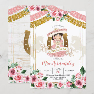 Mexikanisches Rosa Charra 15. Geburtstagsfeier Einladung