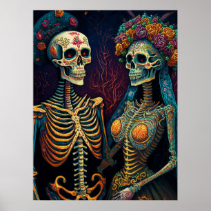 Mexikanisches Skelett Art Couple Till Death do us  Poster