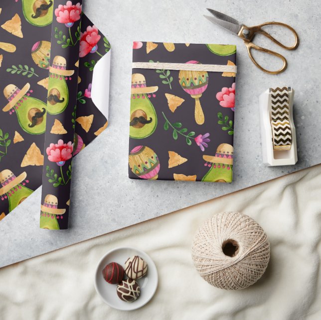 mexikanisches Spicy Fiesta Wrapping Paper Geschenkpapier (Kunsthandwerk)