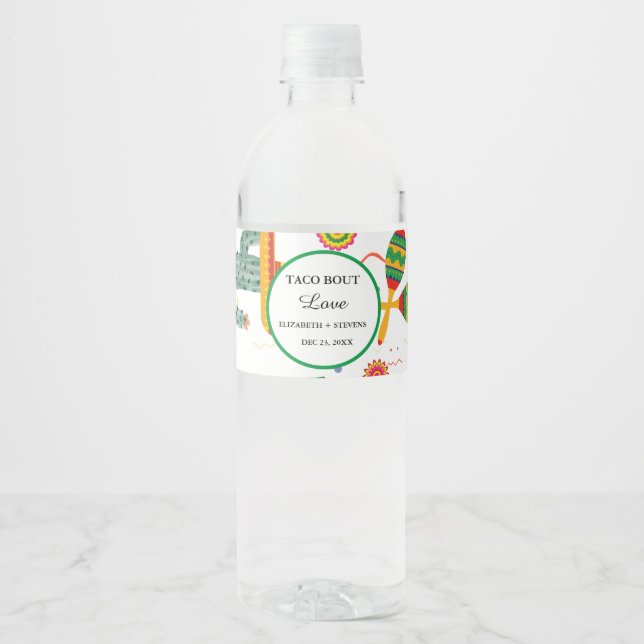 Mexikanisches Taco Bout Liebe Finale Fiesta Brautp Wasserflaschenetikett (Vorderseite)