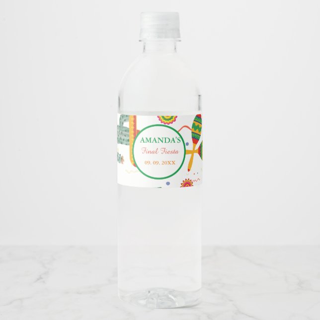 Mexikanisches Taco Bout Liebe Finale Fiesta Brautp Wasserflaschenetikett (Vorderseite)