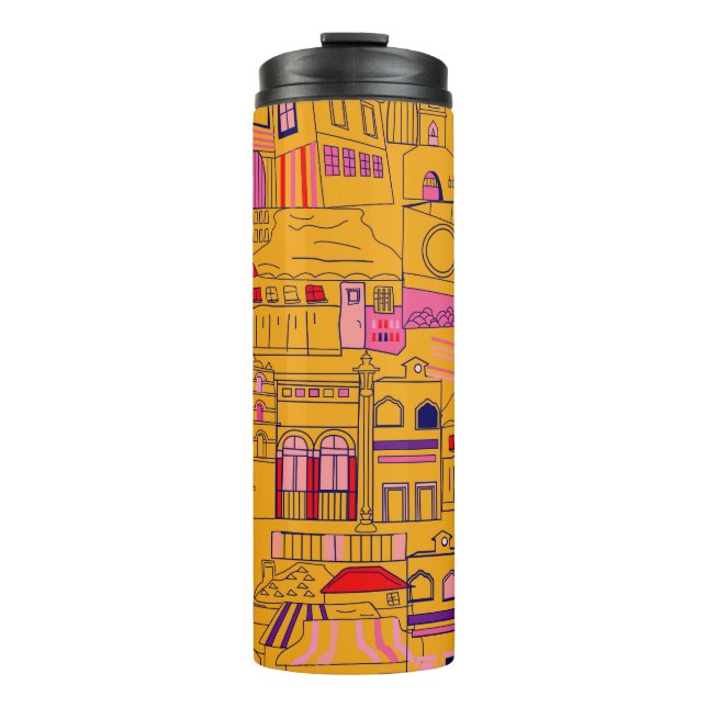 mexikanisches Textil Nahtloses Muster Thermosbecher (Vorderseite)
