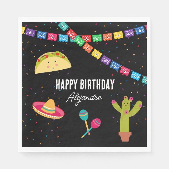 Mexikanisches Thema Fiesta Birthday Party Serviette (Vorderseite)