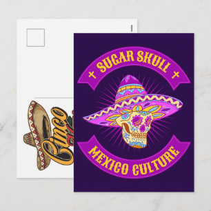 mexikanisches-zuckerschädel-shirt-design-illustrat feiertagspostkarte