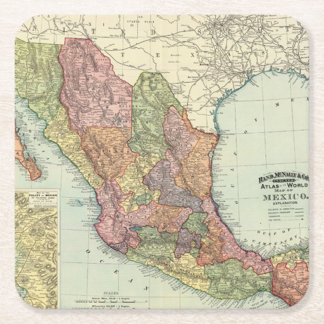 Mexiko 7 rechteckiger pappuntersetzer (Vorderseite)