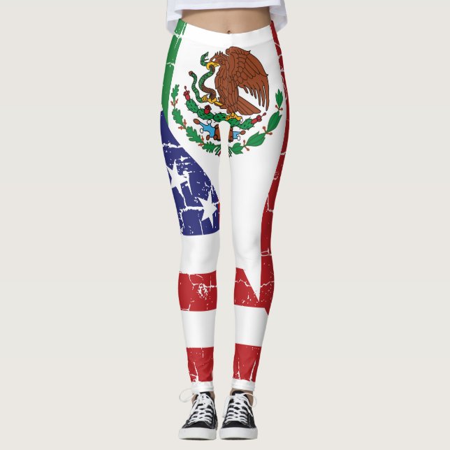 Mexiko-amerikanische Flaggen-Leggings Leggings (Vorderseite)