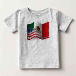 Mexiko-amerikanische wellenartig bewegende Flagge Baby T-shirt