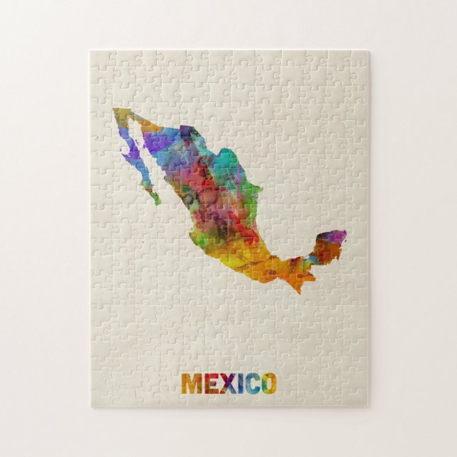 Mexiko-Aquarell-Karte Puzzle (Vertikal)