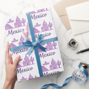 Mexiko Aquarell • Minimalistische Linienkunst Mex Geschenkpapier