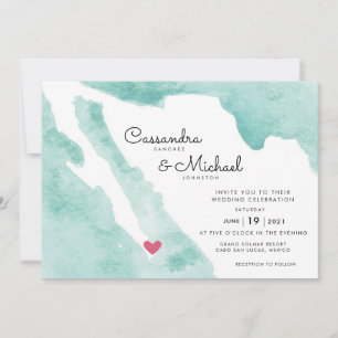 Mexiko Aquarellkarte   Cabo   HOCHZEIT IN URLAUBSO Einladung