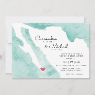 Mexiko Aquarellkarte | Cabo | HOCHZEIT IN URLAUBSO Einladung