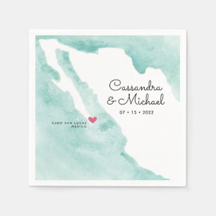 Mexiko Aquarellkarte   Cabo   HOCHZEIT IN URLAUBSO Serviette