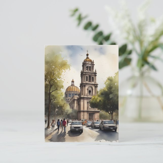 Mexiko Aquarellkunst Postkarte (Stehend Vorderseite)