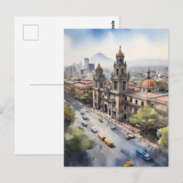 Mexiko Aquarellkunst Postkarte (Vorne/Hinten)