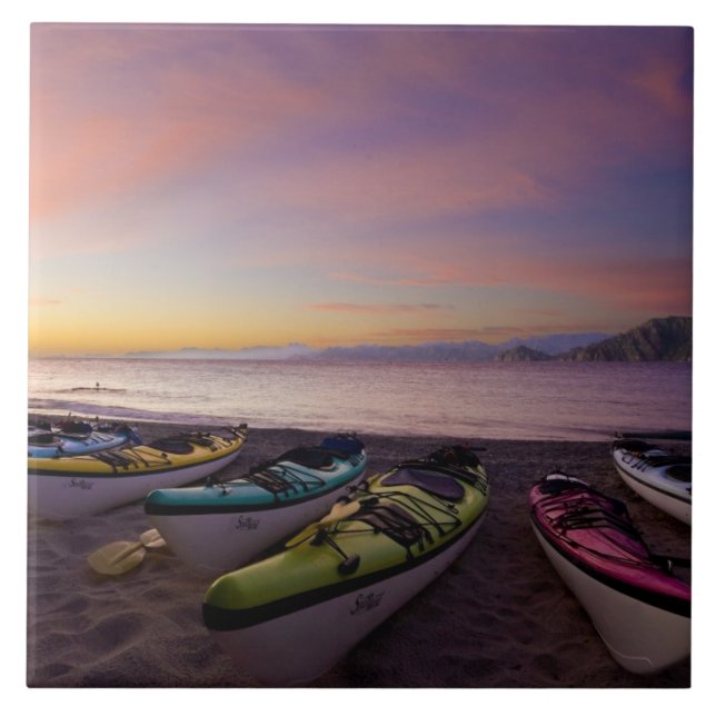 Mexiko, Baja, See von Cortez. Kajaks und Meeresfrü Fliese (Vorderseite)