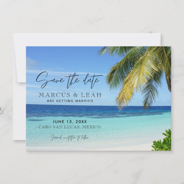 Mexiko Beach Hochzeit in Urlaubsort Save the Date (Vorderseite)