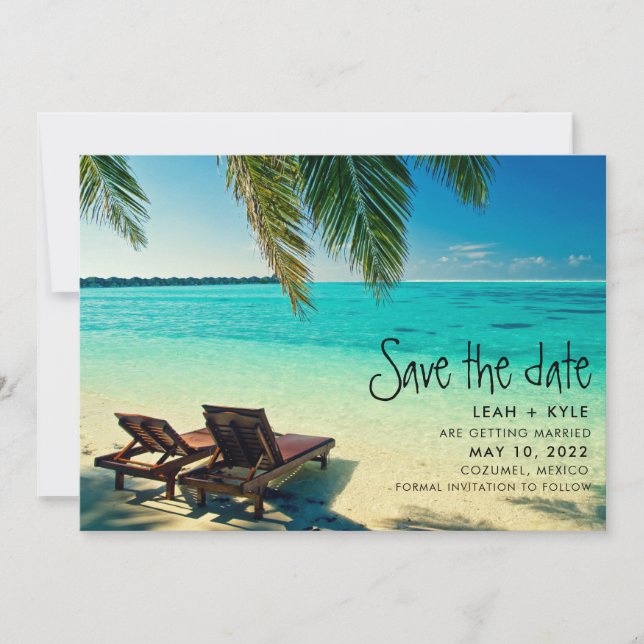Mexiko Beach Hochzeit in Urlaubsort Save the Date (Vorderseite)
