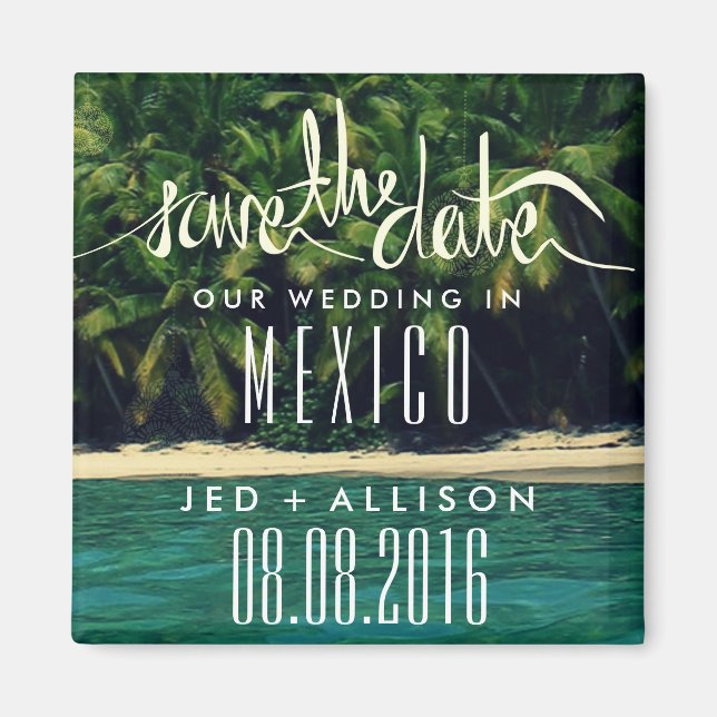 Mexiko Beach Wedding Save the Date Magnet (Vorne)