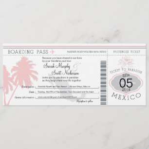 Mexiko Boarding Pass Hochzeit in Urlaubsort Einladung