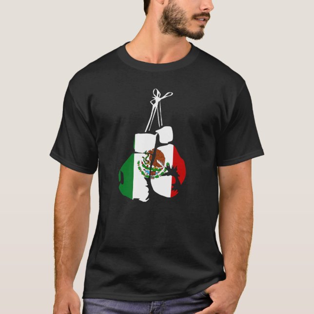 Mexiko Boxhandschuhe mit mexikanischer Flagge für  T-Shirt (Vorderseite)