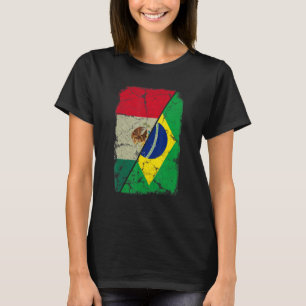 Mexiko-Brasilien-Flagge gemeinsam gemischte Famili T-Shirt