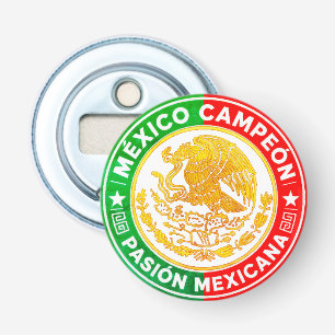 Mexiko Campeon Flaggenfarben Grafik-Wappen Rund Flaschenöffner