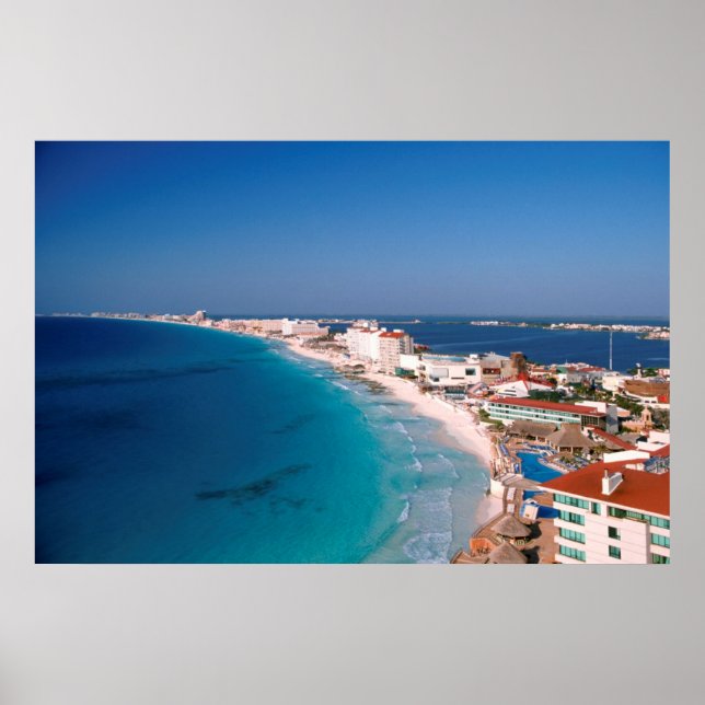 Mexiko, Cancun, Luftbild von Hotels Poster (Vorne)