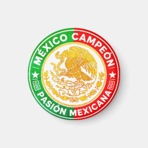 Mexiko Champion Flaggenfarben Grafik Wappen Rund  Magnet