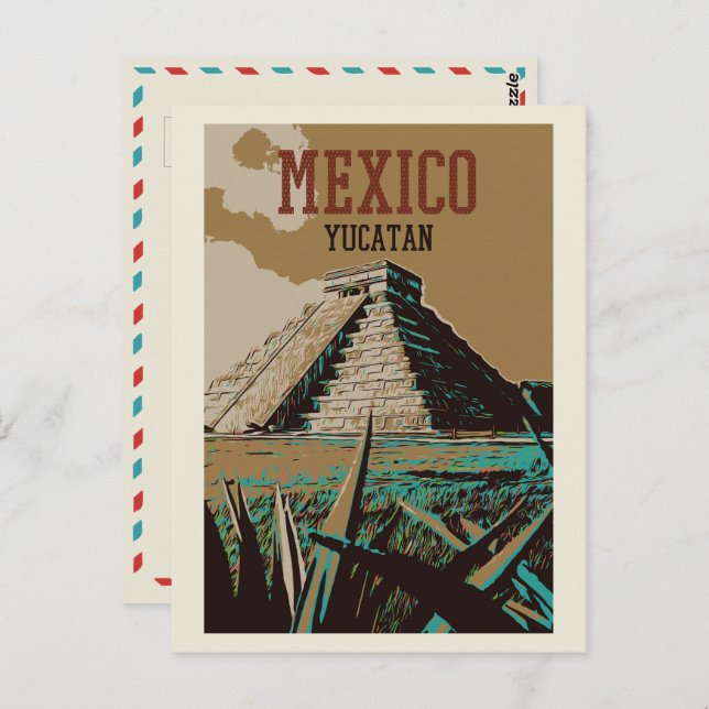 Mexiko, Chichén Itzá, Yucatán, Maya-Ruinen Postkar Postkarte (Vorne/Hinten)