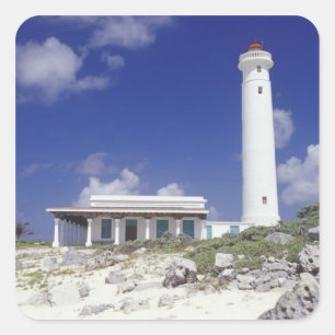Mexiko, Cozumel. Leuchtturm Punta Sur Celarain. Quadratischer Aufkleber