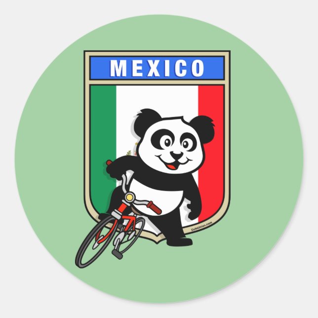 Mexiko Cycling Panda Runder Aufkleber (Vorderseite)
