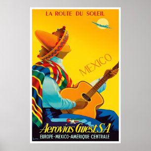 Mexiko Druck Mexikanische Kunst Aerovias Gast Flug Poster