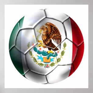Mexiko el Tri Fußball mexikanische Flagge Fanggerä Poster
