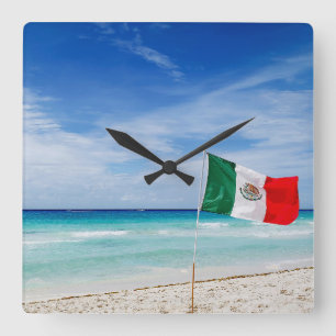 Mexiko Flag Beach Quadratische Wanduhr