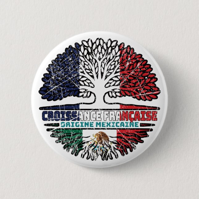 Mexiko Flag Frankreich Tree Roots Button (Vorderseite)