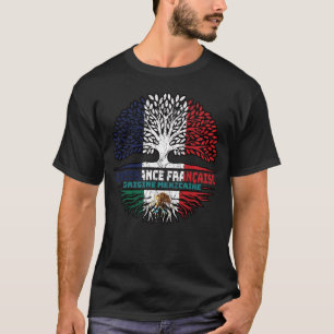 Mexiko Flag Frankreich Tree Roots T-Shirt