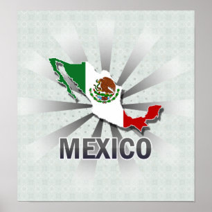 Mexiko Flag Karte 2.0 Poster