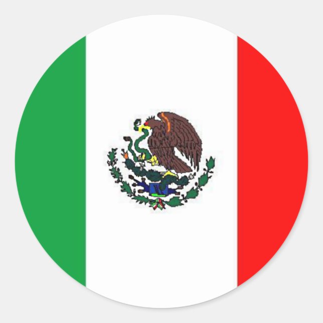MEXIKO FLAG - NATIONALE MEXIKANISCHE FLAGE RUNDER AUFKLEBER (Vorderseite)
