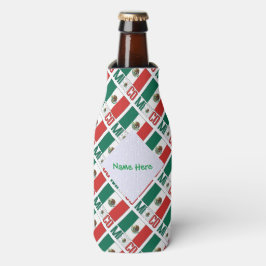 Mexiko Flag Tiled Green Personalisiert Flaschenkühler