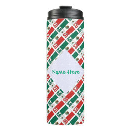 Mexiko Flag Tiled Green Personalisiert Thermosbecher
