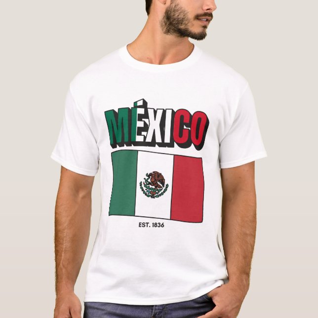 Mexiko-Flagge 1836 T-Shirt (Vorderseite)